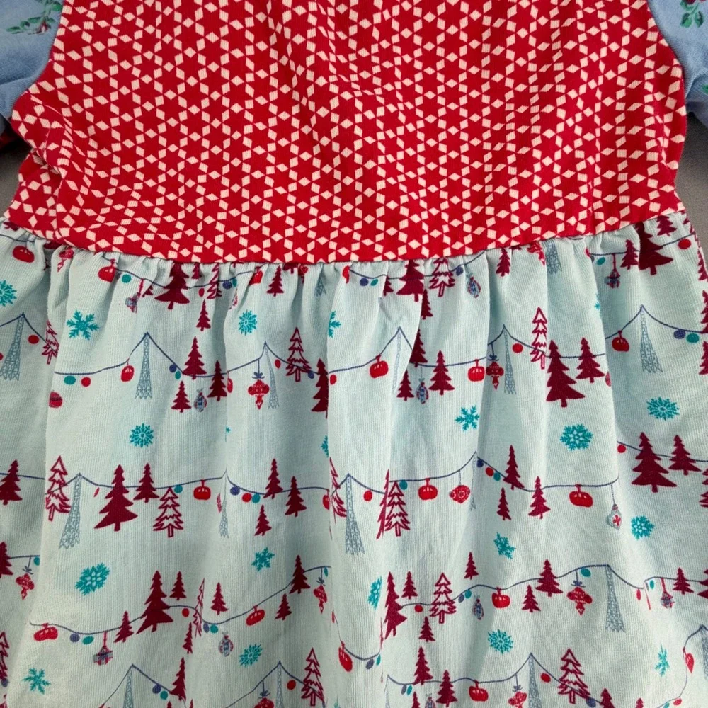 Matilda Jane Girls 18-24M Christmas Mix Print Tunic Dress Red Blue Green Floral